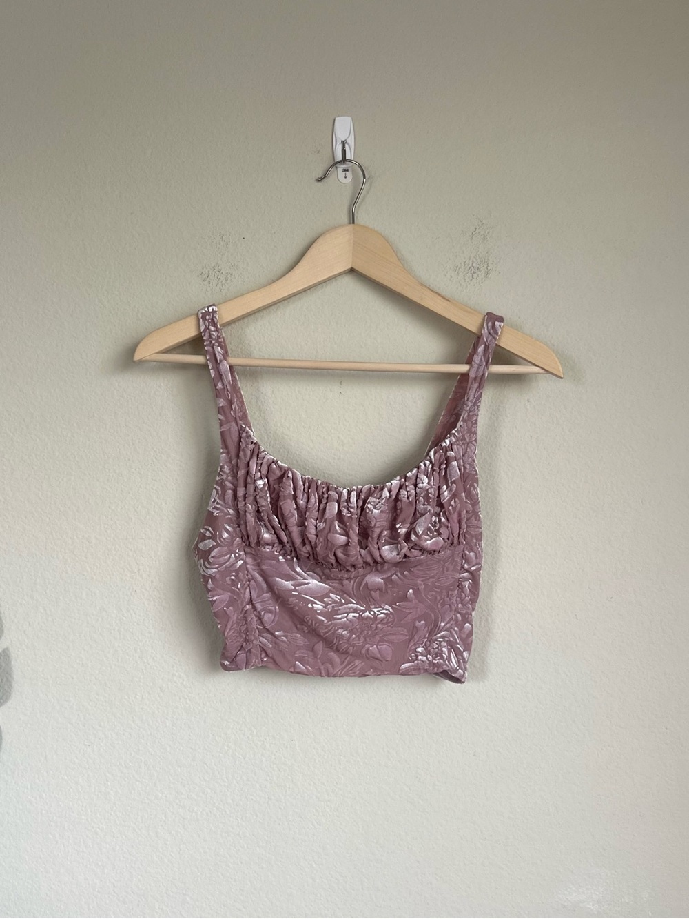 NWT Urban Outfitters Velvet Burnout Ruche Crop Corset Style Tank